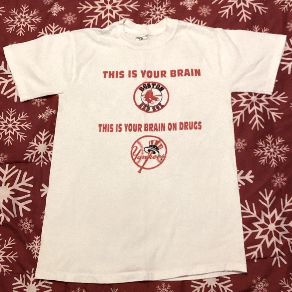 White Graphic Red Sox/Yankees Rivalry T-Shirt
